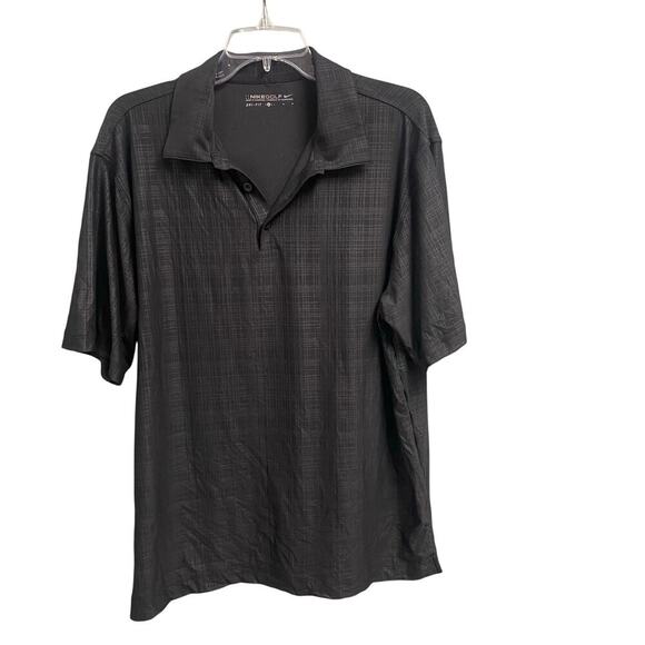 Nike Golf Size Large Black Short Sleeve Patterned Polo Mens Performance - Picture 1 of 4